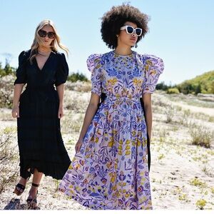 $269 NWT JESSIE ZHAO PURPLE FLORAL COTTON MIDI DRESS